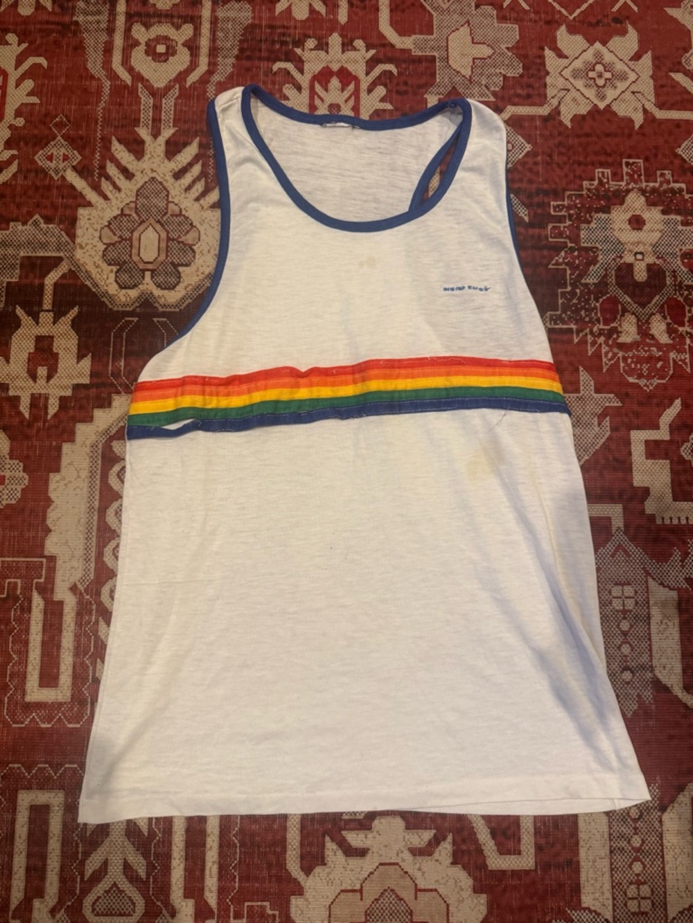 Thrashed Retro Rainbow Stripe Tank Top